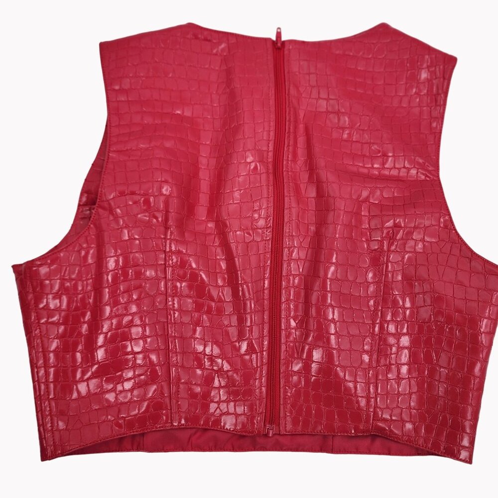 7 For All Mankind Womens Large 2 Pc Top Shorts Set Pink Croc Faux Leather - Picture 5 of 11